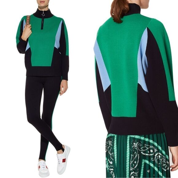 SANDRO Wave 1 Ambitieux Zip-Up Colorblock Sweater - Picture 1 of 13